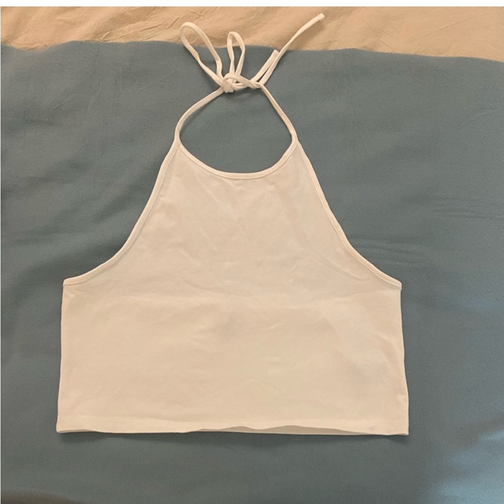H&m white halterneck crop top